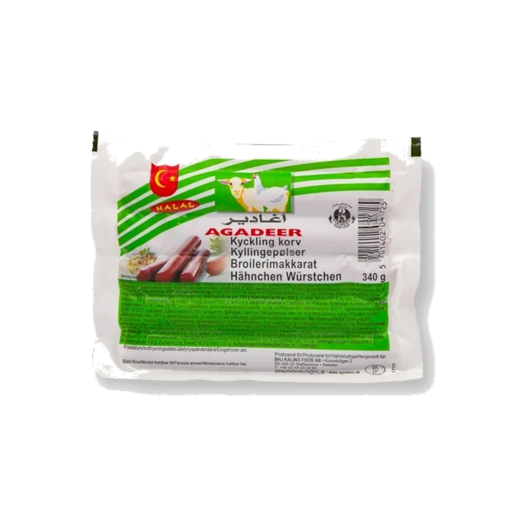 Agadeer Kyckling Korv Mild 340G