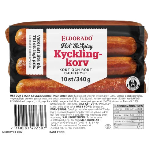 Agadeer Kyckling Korv Hot 340G